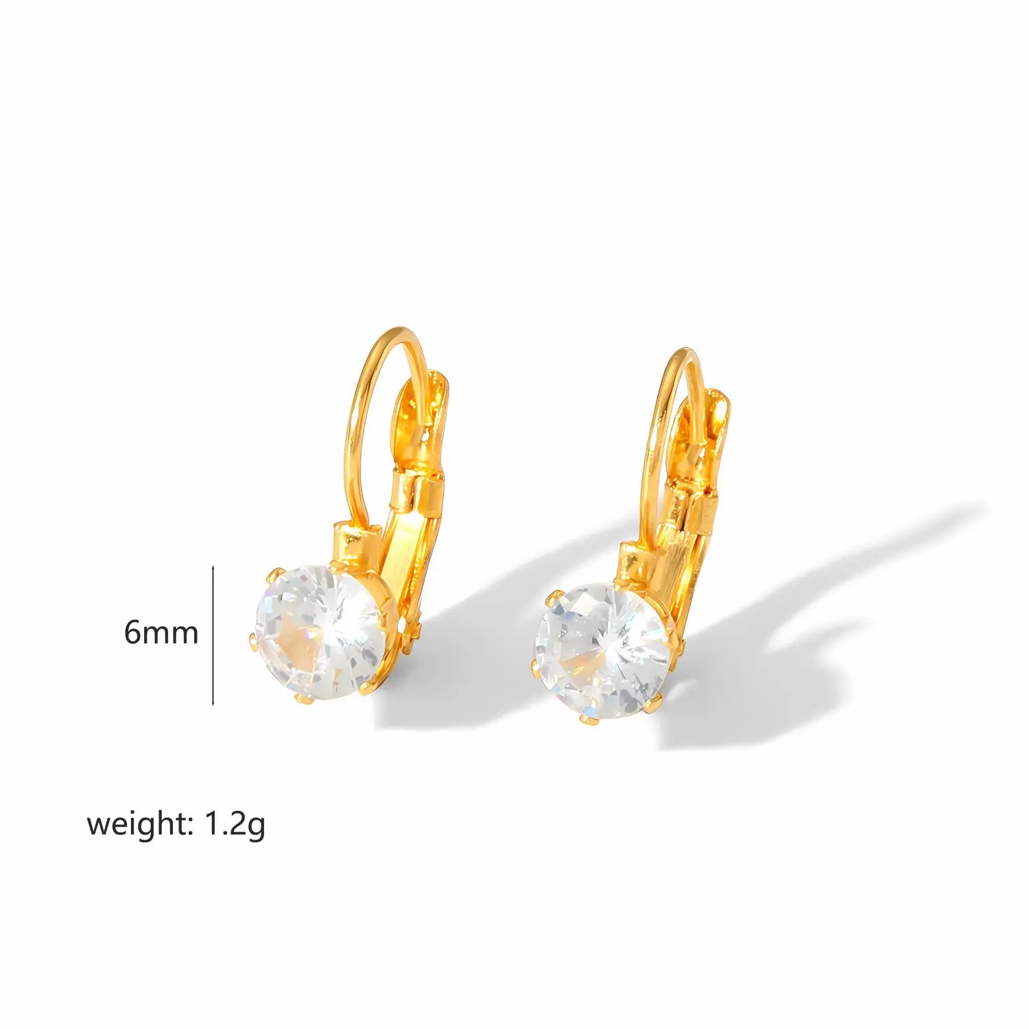 1 Pair Sweet Classic Style Geometric Shape Stainless Steel 18K Gold Plated Stud Earrings Inlay Zircon Women's Hoop Earrings h5 Picture2